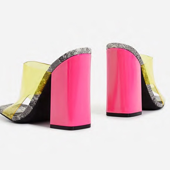 Neon Color Block Snake Print Heel Sandal - Picture 3 of 3
